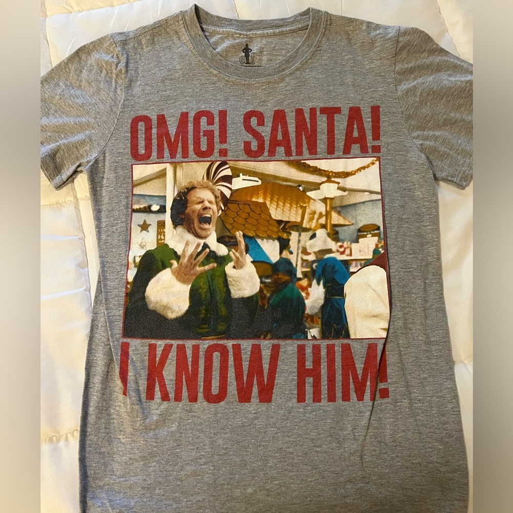 🎃🎃 ELF Christmas T-Shirt OMG! Santa! I know him! Small